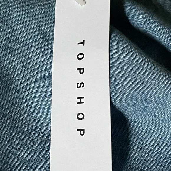 Topshop Faux Wrap Midi Dress Tie Chambray | Size 6 - Picture 10 of 12